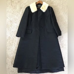 Rare Vintage Black Suit Dress/Coat Bullocks Wilshire